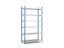 PROREGAL Fachbodenregal Maximus Pro HxBxT 240 x 100 x 30 cm 7 Ebenen Spanplatten-Fachboden Fachlast 286 kg Lichtblau-Lichtgrau