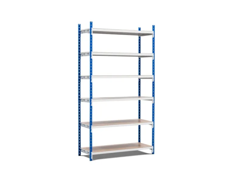 PROREGAL Fachbodenregal Maximus Pro HxBxT 240 x 100 x 30 cm 7 Ebenen Spanplatten-Fachboden Fachlast 286 kg Lichtblau-Lichtgrau