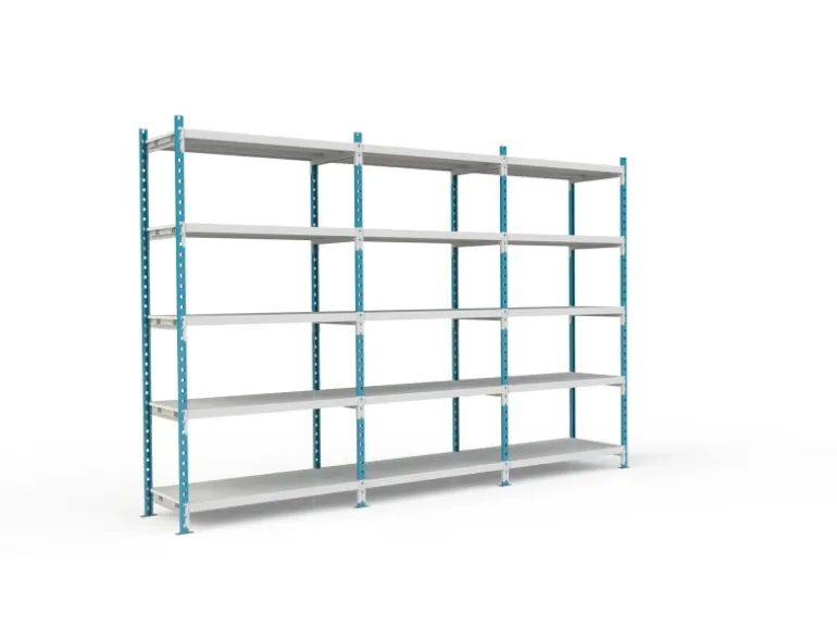 PROREGAL Fachbodenregal Maximus HxBxT200 x 150 x 68 cm 5 Ebenen PVC-Fachboden Fachlast 110 kg Lichtblau-Lichtgrau