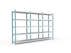 PROREGAL Fachbodenregal Maximus HxBxT200 x 125 x 50 cm 5 Ebenen Metallplatten-Fachboden Fachlast 152 kg Lichtblau-Lichtgrau