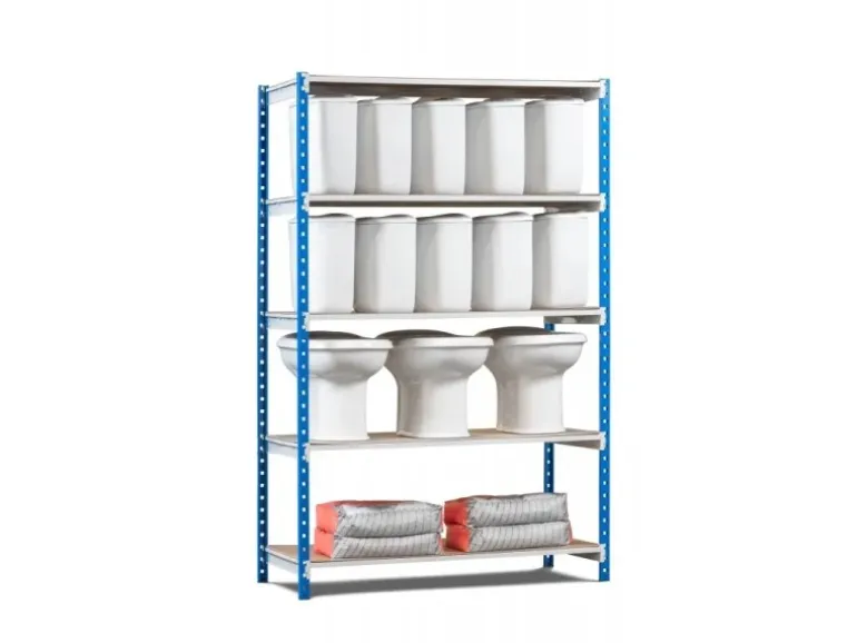 PROREGAL Fachbodenregal Maximus HxBxT200 x 125 x 50 cm 5 Ebenen Metallplatten-Fachboden Fachlast 152 kg Lichtblau-Lichtgrau
