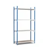 PROREGAL Fachbodenregal Maximus Pro HxBxT200 x 100 x 80 cm 4 Ebenen Spanplatten-Fachboden Fachlast 303 kg Lichtblau-Lichtgrau