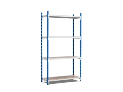 PROREGAL Fachbodenregal Maximus Pro HxBxT200 x 100 x 80 cm 4 Ebenen Spanplatten-Fachboden Fachlast 303 kg Lichtblau-Lichtgrau