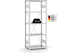 PROREGAL Fachbodenregal Stecksystem T-Profil Medium-Duty Grundregal HxBxT 200 x 75 x 40 cm 5 Ebenen Fachlast 225 kg Einseitig Nutzbar Lichtgrau