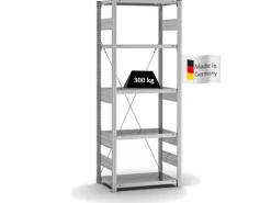 PROREGAL Fachbodenregal Stecksystem T-Profil Heavy-Duty Grundregal HxBxT 200 x 75 x 40 cm 5 Ebenen Fachlast 300 kg Einseitig Nutzbar Verzinkt