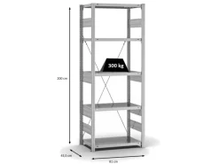 PROREGAL Fachbodenregal Stecksystem T-Profil Heavy-Duty Grundregal HxBxT 200 x 75 x 40 cm 5 Ebenen Fachlast 300 kg Einseitig Nutzbar Verzinkt