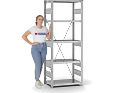PROREGAL Fachbodenregal Stecksystem T-Profil Heavy-Duty Grundregal HxBxT 200 x 75 x 40 cm 5 Ebenen Fachlast 300 kg Einseitig Nutzbar Verzinkt