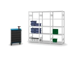 PROREGAL Fachbodenregal Stecksystem T-Profil Medium-Duty Grundregal HxBxT 200 x 75 x 40 cm 5 Ebenen Fachlast 225 kg Beidseitig Nutzbar Lichtgrau