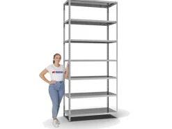 PROREGAL Fachbodenregal Schraubsystem Light-Duty Grundregal HxBxT 300 x 130 x 60 cm 7 Ebenen Fachlast 125 kg Beidseitig Nutzbar Verzinkt