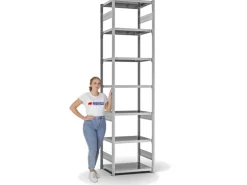 PROREGAL Fachbodenregal Stecksystem T-Profil Light-Duty Grundregal HxBxT 300 x 75 x 50 cm 7 Ebenen Fachlast 140 kg Beidseitig Nutzbar Verzinkt