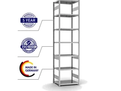 PROREGAL Fachbodenregal Stecksystem T-Profil Light-Duty Grundregal HxBxT 300 x 75 x 50 cm 7 Ebenen Fachlast 140 kg Beidseitig Nutzbar Verzinkt