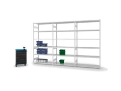 PROREGAL Fachbodenregal Stecksystem T-Profil Heavy-Duty Grundregal HxBxT 250 x 130 x 50 cm 6 Ebenen Fachlast 330 kg Beidseitig Nutzbar Lichtgrau