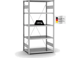 PROREGAL Fachbodenregal Stecksystem T-Profil Light-Duty Grundregal HxBxT 200 x 100 x 60 cm 5 Ebenen Fachlast 140 kg Einseitig Nutzbar Verzinkt