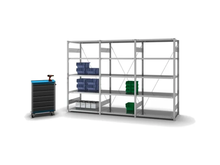 PROREGAL Fachbodenregal Stecksystem T-Profil Medium-Duty Grundregal HxBxT 200 x 100 x 60 cm 5 Ebenen Fachlast 240 kg Einseitig Nutzbar Verzinkt