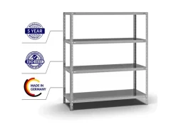 PROREGAL Fachbodenregal Schraubsystem Heavy-Duty Grundregal HxBxT 150 x 130 x 50 cm 4 Ebenen Fachlast 350 kg Beidseitig Nutzbar Verzinkt