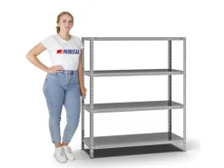 PROREGAL Fachbodenregal Schraubsystem Heavy-Duty Grundregal HxBxT 150 x 130 x 50 cm 4 Ebenen Fachlast 350 kg Beidseitig Nutzbar Verzinkt