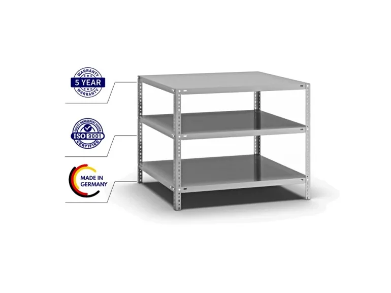 PROREGAL Fachbodenregal Schraubsystem Heavy-Duty Grundregal HxBxT 80 x 100 x 80 cm 3 Ebenen Fachlast 350 kg Beidseitig Nutzbar Verzinkt