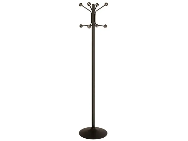 PROREGAL Freistehender Garderobenständer Mit 8 Haken Lackierter Stahl Höhe 173 cm Schwarz