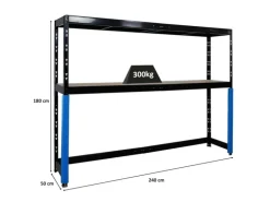 PROREGAL Garagenregal HERCULES Platzsparend Unterfahrbar HxBxT 180x240x50cm 2 Lagerebenen Fachlast 300kg Schwarz Lagerregal Schwerlastregal