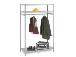PROREGAL Garderobenregal Schraubsystem Grundregal HxBxT 200 x 130 x 60 cm Fachlast 100 kg Lichtgrau