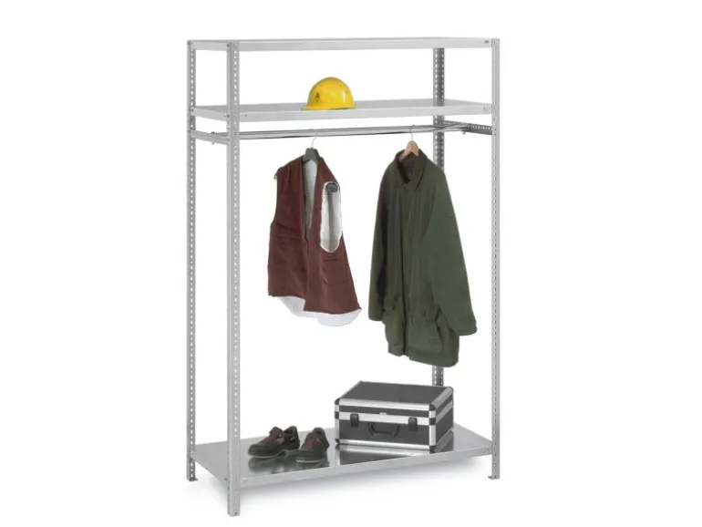 PROREGAL Garderobenregal Schraubsystem Grundregal HxBxT 200 x 100 x 60 cm Fachlast 100 kg Lichtgrau