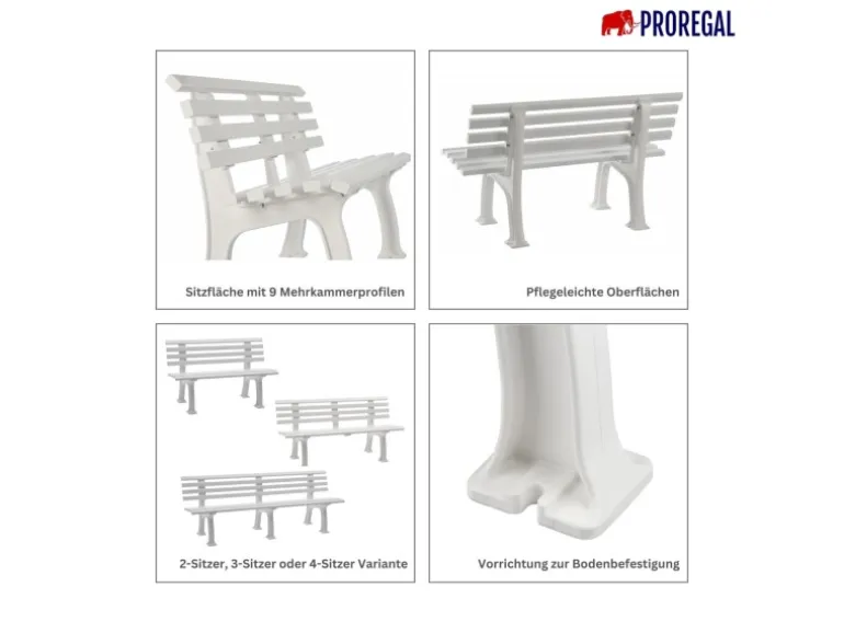 PROREGAL Gartenbank Antigua 2 Sitzer Flieder HxBxT 74 x 120 x 54 cm Witterungskunststoff & UV Beständiger Kunststoff Parkbank Sitzbank
