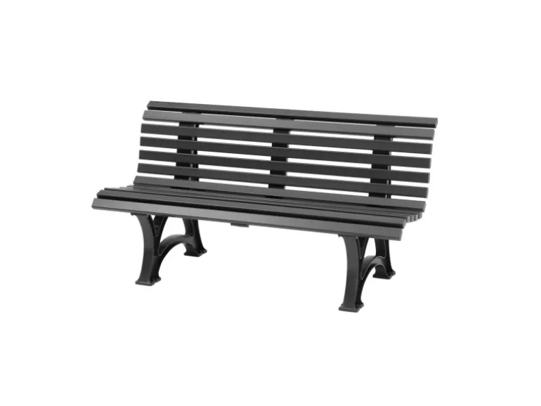 PROREGAL Gartenbank Jamaika 3 Sitzer Graphitgrau HxBxT 80 x 150 x 64cm Witterungskunststoff & UV Beständiger Kunststoff Parkbank Sitzbank