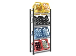 PROREGAL Getränkekistenregal Stecksystem T-Profil Grundregal HxBxT 175 x 75 x 30 cm Fachlast 100 kg 4 Ebenen für 8 Getränkekisten Anthrazit/Verzinkt