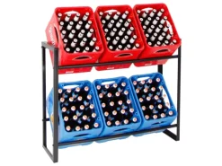 PROREGAL Getränkekistenregal Getränkeregal Königssee HxBxT 82 x 105 x 32 cm 6 Kästen Schwarz