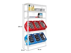 PROREGAL Getränkekistenregal Bodensee HxBxT 180 x 100 x 30 cm 6 Kisten und 3 Boards Weiss