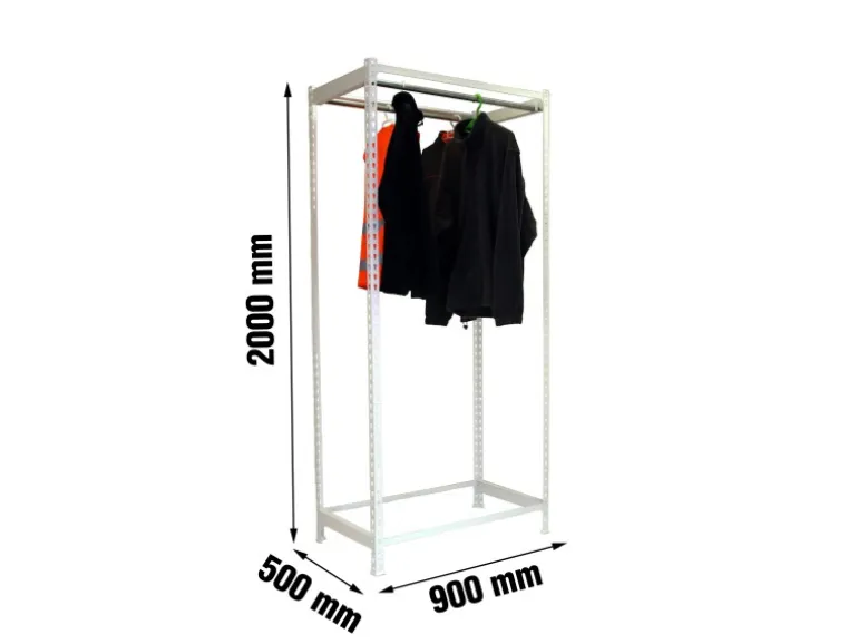 PROREGAL Kleiderstangenregal Metal Einzel HxBxT 200 x 90 x 50 cm Weiß Kleiderständer Garderobe Klamottenregal Stangenregal Regal