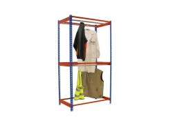 PROREGAL Kleiderstangenregal Metal Doppel HxBxT 200 x 120 x 75 cm Blau/Orange Kleiderständer Garderobe Klamottenregal Stangenregal Regal