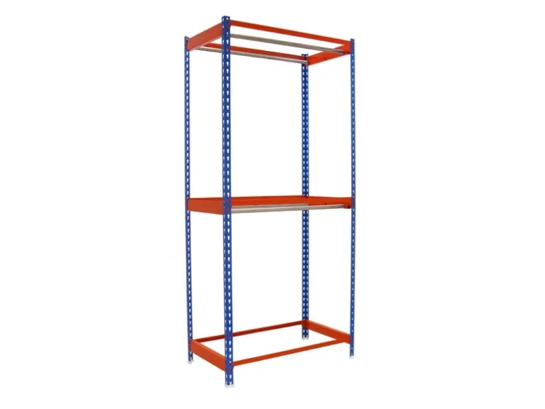 PROREGAL Kleiderstangenregal Metal Doppel HxBxT 200 x 120 x 75 cm Blau/Orange Kleiderständer Garderobe Klamottenregal Stangenregal Regal