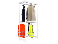 PROREGAL Kleiderstangenregal Metal Doppel HxBxT 200 x 120 x 75 cm Weiß Kleiderständer Garderobe Klamottenregal Stangenregal Regal