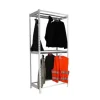 PROREGAL Kleiderstangenregal Metal Doppel HxBxT 200 x 120 x 75 cm Grau Kleiderständer Garderobe Klamottenregal Stangenregal Regal