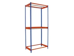 PROREGAL Kleiderstangenregal Metal Doppel HxBxT 200 x 90 x 75 cm Blau/Orange Kleiderständer Garderobe Klamottenregal Stangenregal Regal