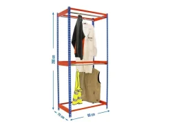 PROREGAL Kleiderstangenregal Metal Doppel HxBxT 200 x 90 x 75 cm Blau/Orange Kleiderständer Garderobe Klamottenregal Stangenregal Regal