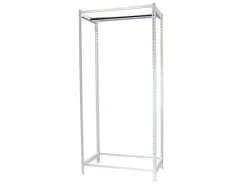 PROREGAL Kleiderstangenregal Metal Einzel HxBxT 150 x 120 x 50 cm Weiß Kleiderständer Garderobe Klamottenregal Stangenregal Regal