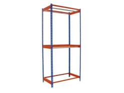 PROREGAL Kleiderstangenregal Metal Doppel HxBxT 250 x 90 x 75 cm Blau/Orange Kleiderständer Garderobe Klamottenregal Stangenregal Regal