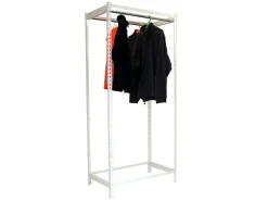 PROREGAL Kleiderstangenregal Metal Einzel HxBxT 200 x 120 x 50 cm Weiß Kleiderständer Garderobe Klamottenregal Stangenregal Regal