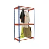 PROREGAL Kleiderstangenregal Metal Doppel HxBxT 300 x 90 x 75 cm Blau/Orange Kleiderständer Garderobe Klamottenregal Stangenregal Regal