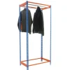 PROREGAL Kleiderstangenregal Metal Einzel HxBxT 250 x 120 x 50 cm Blau/Orange Kleiderständer Garderobe Klamottenregal Stangenregal Regal