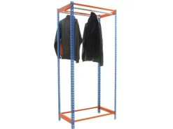 PROREGAL Kleiderstangenregal Metal Einzel HxBxT 250 x 120 x 50 cm Blau/Orange Kleiderständer Garderobe Klamottenregal Stangenregal Regal