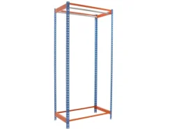 PROREGAL Kleiderstangenregal Metal Einzel HxBxT 250 x 120 x 50 cm Blau/Orange Kleiderständer Garderobe Klamottenregal Stangenregal Regal