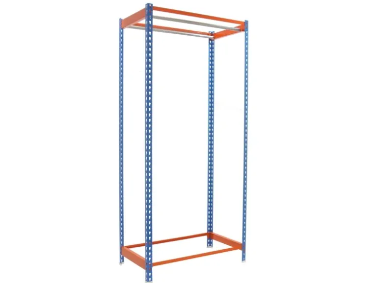 PROREGAL Kleiderstangenregal Metal Einzel HxBxT 250 x 120 x 50 cm Blau/Orange Kleiderständer Garderobe Klamottenregal Stangenregal Regal