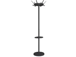 PROREGAL Kleiderständer Mit Drehbarer Krone & 6 Drillingshaken HxBxT 180 x 11 x 48 cm Schwarz