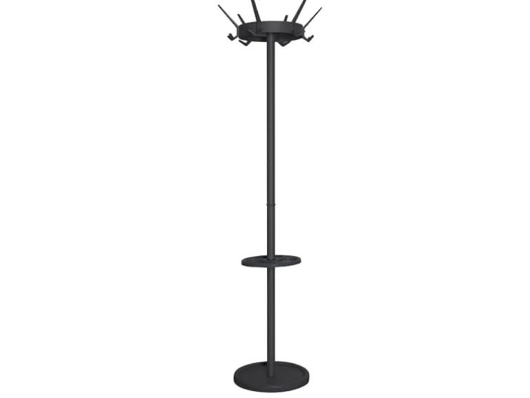 PROREGAL Kleiderständer Mit Drehbarer Krone & 6 Drillingshaken HxBxT 180 x 11 x 48 cm Schwarz