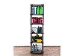 PROREGAL Kunststoffregal Big Grey Bear Extra-Tall HxBxT 220 x 70 x 46 cm Fachlast 160 kg Grau/Rot