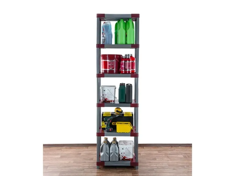 PROREGAL Kunststoffregal Big Grey Bear Extra-Tall HxBxT 220 x 70 x 46 cm Fachlast 160 kg Grau/Rot