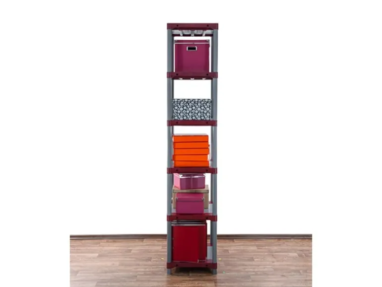 PROREGAL Kunststoffregal Big Grey Bear Extra-Tall HxBxT 220 x 70 x 46 cm Fachlast 160 kg Grau/Rot